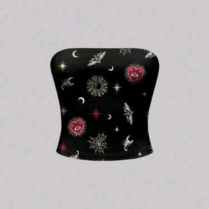 ROMWE Gothic Dark Palace Mysterious Cross, Sun & Moon Sexy Top